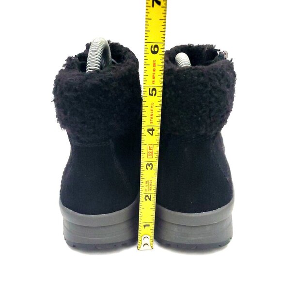 Lands' End Black Suede & Faux Fur Fleece Zip Up Ankle Boots Women's Size 7B - Picture 4 of 12